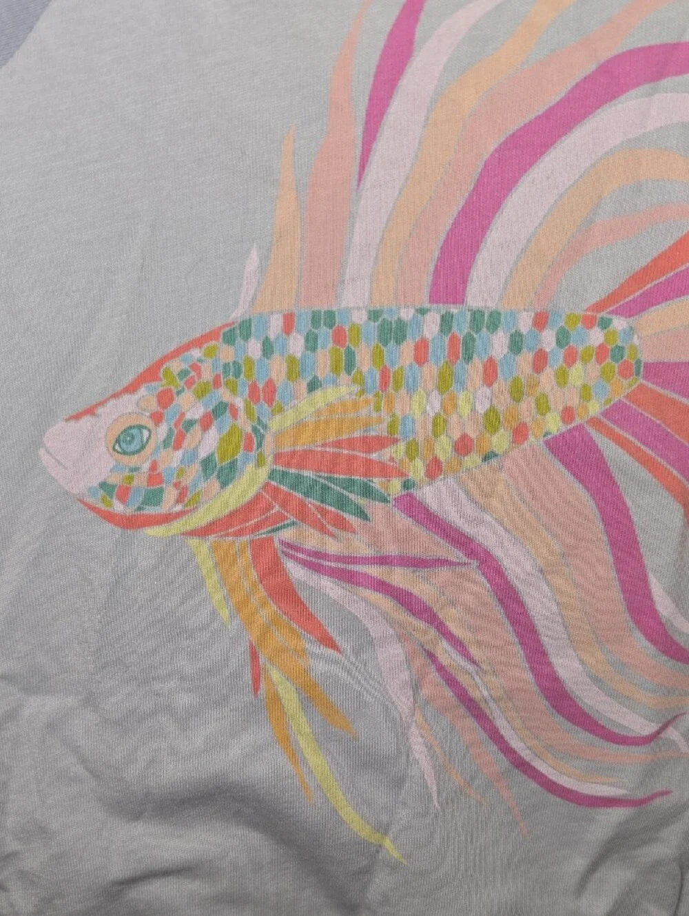 Tea Collection Light Blue Raglan Tee with Colorful Fish Print
